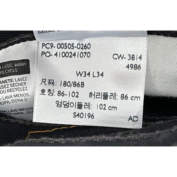 Levi's 505 Jeans Regular Straight Leg Mens Size 34x34 Black Tapered - Picture 7 of 7